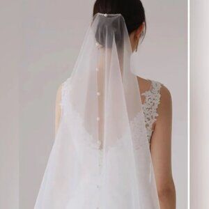 Two-tier Cathedral Pearl Wedding Veil with Comb